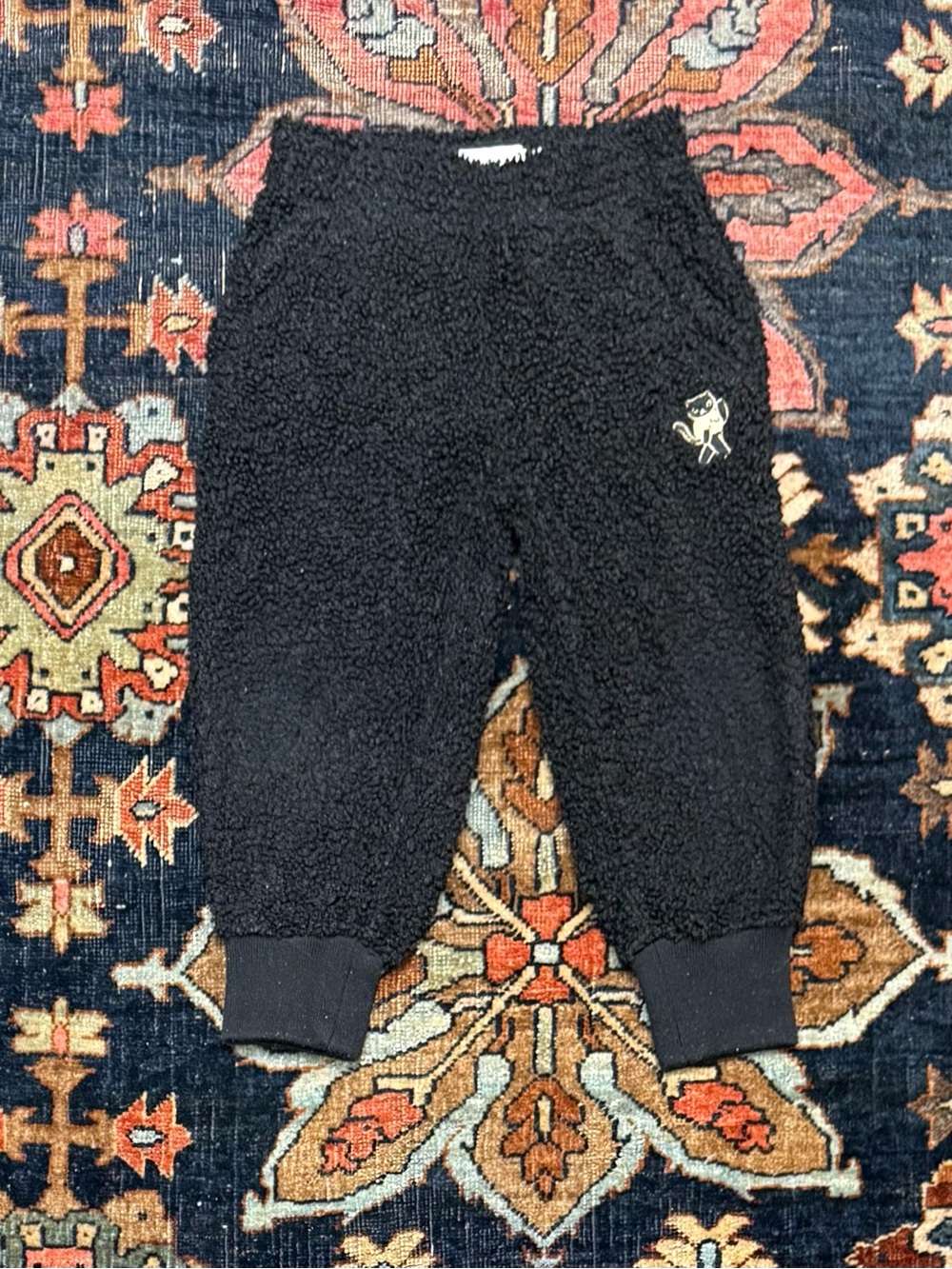 Tiny Cottons Kids Black Sherpa Joggers with Character Embroidery